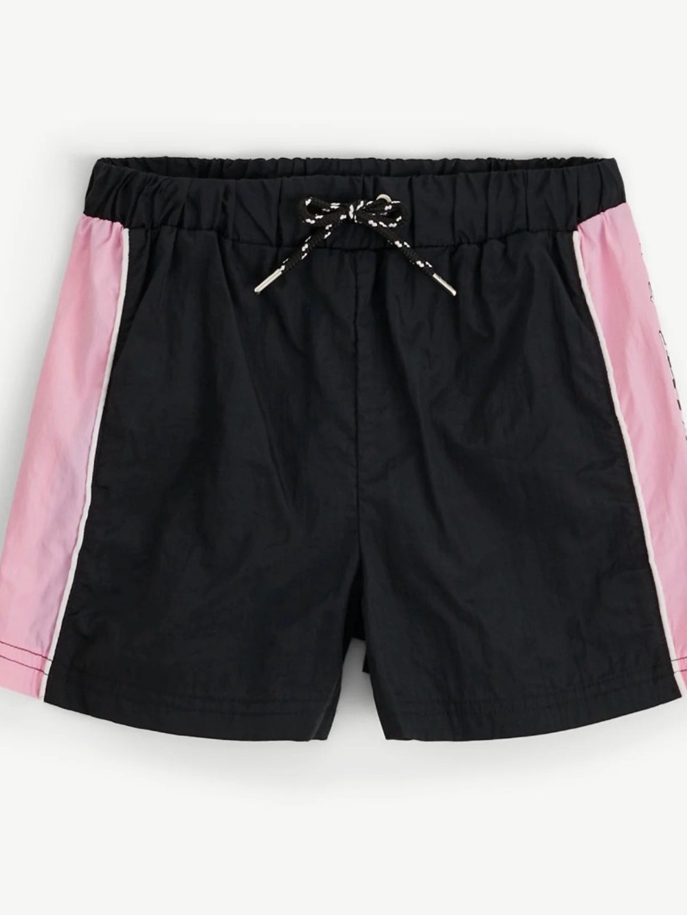 Kids Black Athletic Shorts with Pink Side Panels